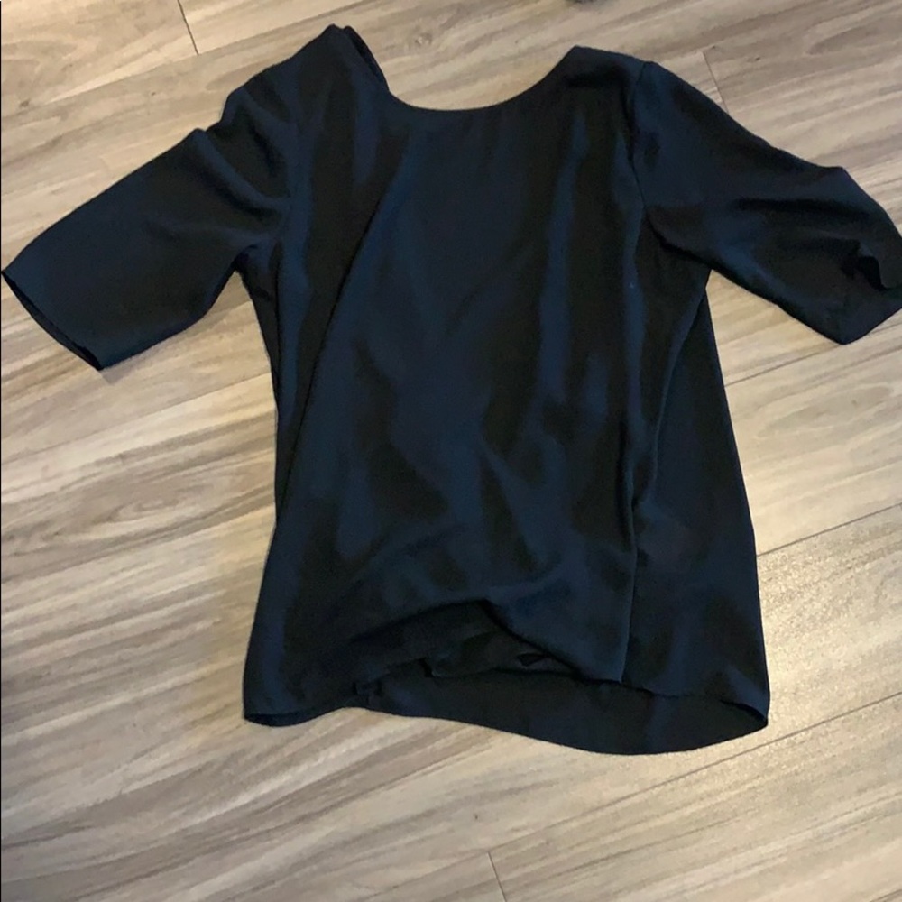 Low back black silk top